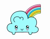 Nube con arco iris kawaii