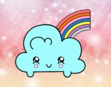 Nube con arco iris kawaii