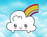 Nube con arco iris kawaii