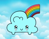 Nube con arco iris kawaii