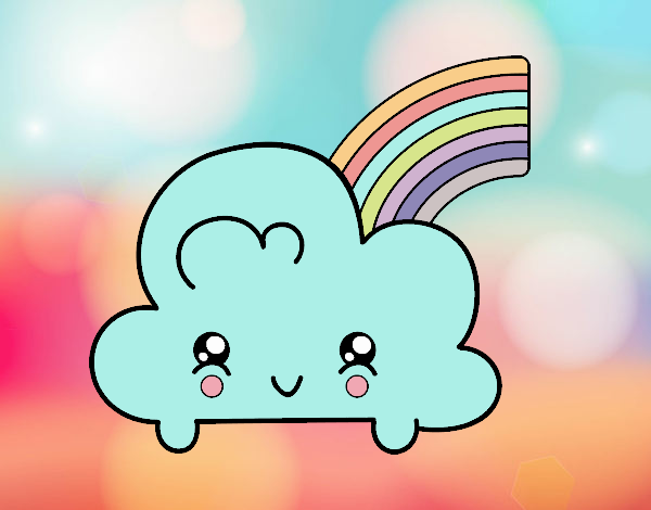 Nube con arco iris kawaii