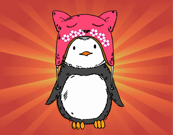 Pingüino con gorrito divertido