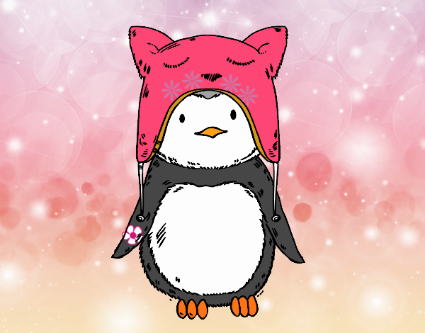 Pingüino con gorrito divertido