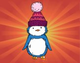 Pingüino con gorro de invierno