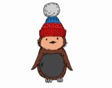 Pingüino con gorro de invierno