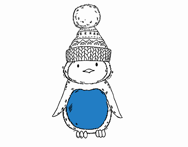 Pingüino con gorro de invierno