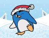 Pingüino con gorro de Navidad