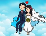 Recién casados en una nube