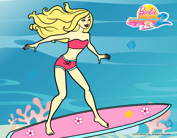 barbie surfeando