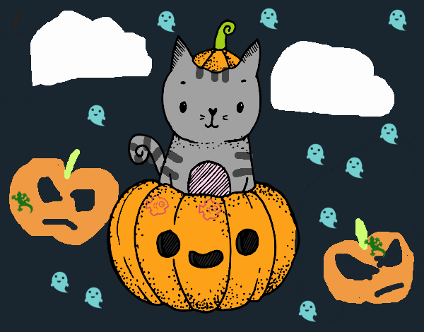 Un gatito de Halloween