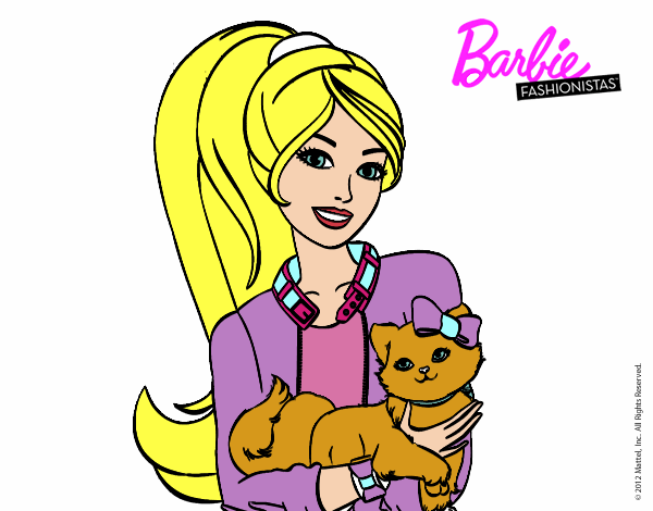 Barbie con su linda gatita