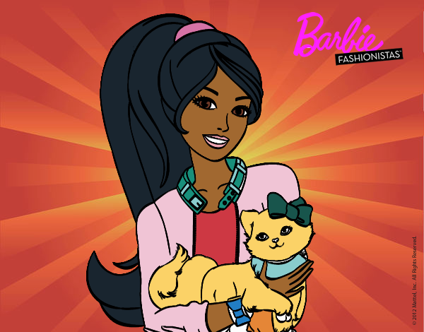 Barbie con su linda gatita