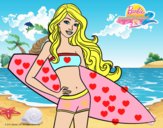 Barbie con tabla de surf