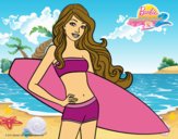 Barbie con tabla de surf