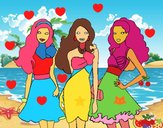 Barbie y sus amigas vestidas de fiesta