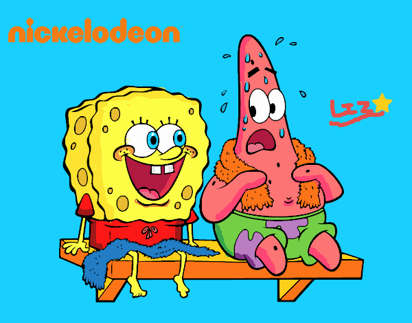 Bob Esponja y Patricio en bañador