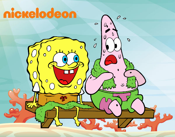 Bob Esponja y Patricio en bañador