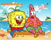 Bob Esponja y Patricio en bañador