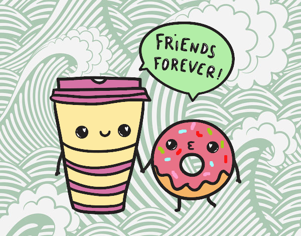 donut y cooffe kawaii