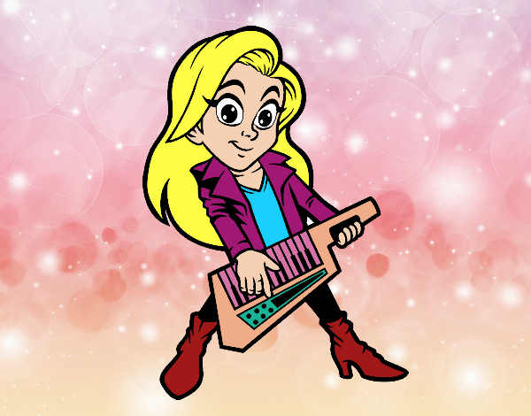 Chica tocando el keytar