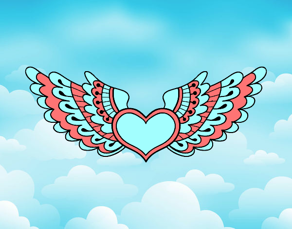  Dibujo de corazon con alas pintado por en Dibujos.net el día