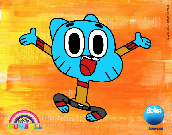 Gumball alegre saltando