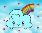 Nube con arco iris kawaii