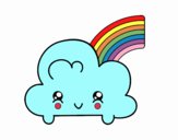 Nube con arco iris kawaii