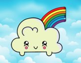 Nube con arco iris kawaii