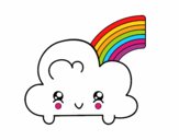 Nube con arco iris kawaii