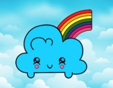 Nube con arco iris kawaii