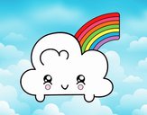 Nube con arco iris kawaii