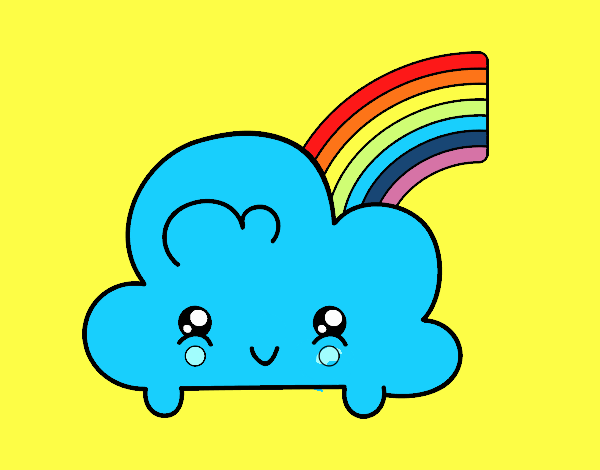 Nube con arco iris kawaii