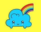 Nube con arco iris kawaii