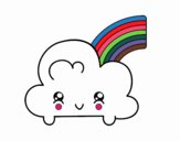 Nube con arco iris kawaii