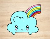 Nube con arco iris kawaii