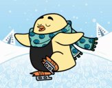 Pingüino patinando sobre hielo