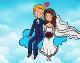 Recién casados en una nube