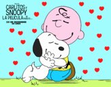 Snoopy y Carlitos abrazados