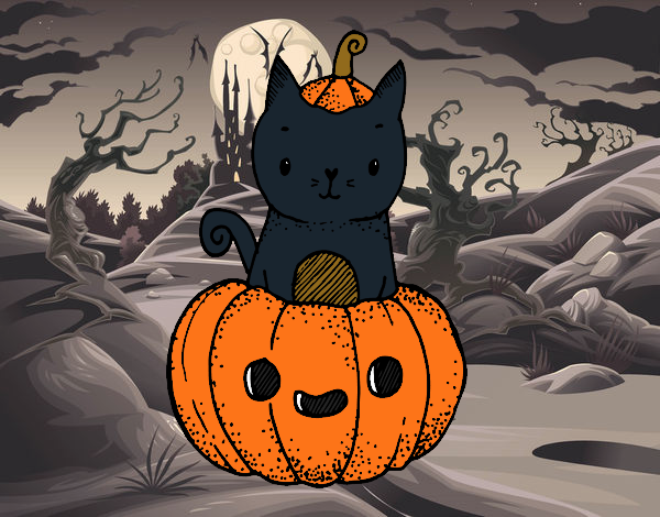 Un gatito de Halloween