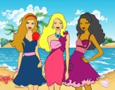 Barbie y sus amigas vestidas de fiesta