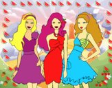 Barbie y sus amigas vestidas de fiesta