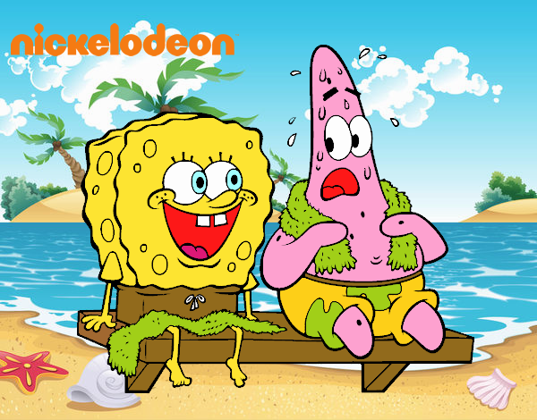 Bob Esponja y Patricio en bañador