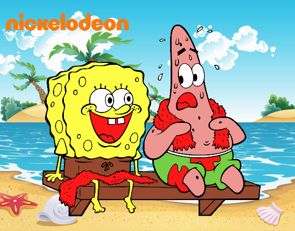 Bob Esponja y Patricio en bañador