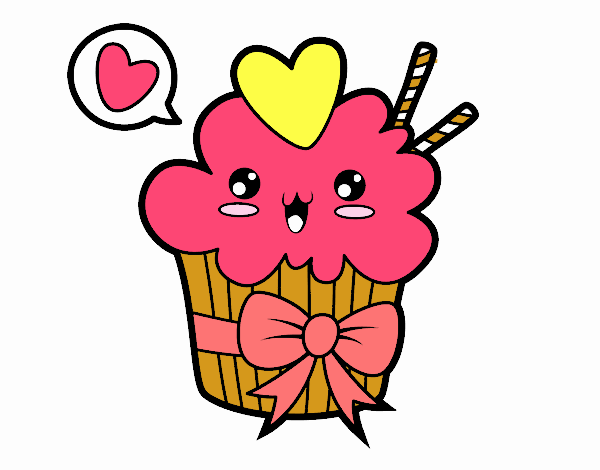 Cupcake kawaii con lazo