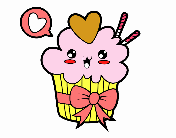 Cupcake kawaii con lazo