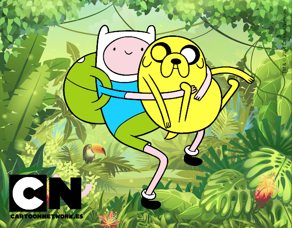 Finn y Jake abrazados