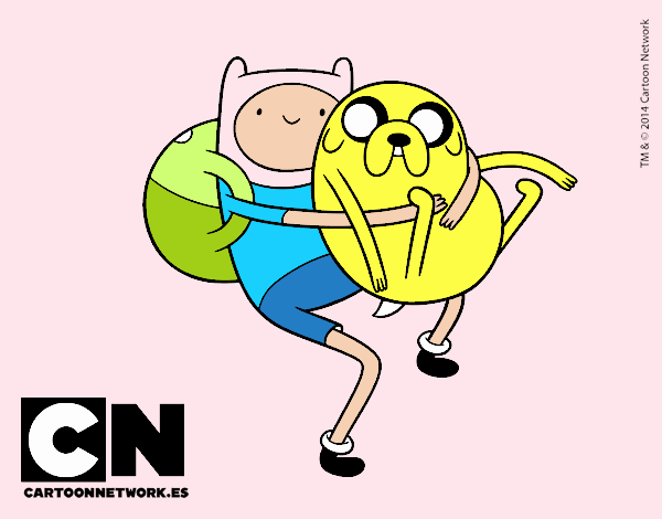 Finn y Jake abrazados