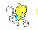 Gato jugando a fútbol