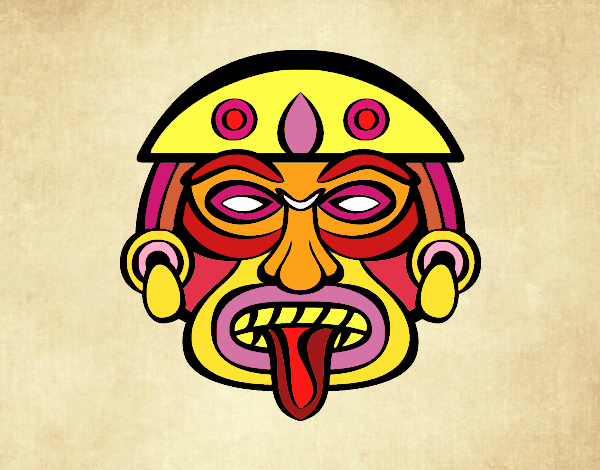 Dibujo de Máscara azteca pintado por en  el día 09-07-20 a las  15:29:41. Imprime, pinta o colorea tus propios dibujos!